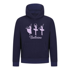 Everyday Kids Ballerina Girls Pullover Hoodie – Purple Dancer Silhouette Ballet Sweatshirt - 1 of 4