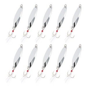 Unique Bargains Treble Hooks Metal Spinner Fishing Spoons for Freshwater Saltwater Salmon 10 Pcs - 1 of 4