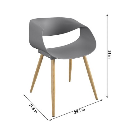 Modern Light Gray Resin & Steel Patio Dining Chair Pair