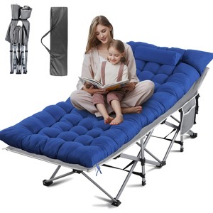 Musment Folding Camping Cot with Pillow, 75" x 28" Heavy Duty Folding Bed Cot with Carry Bag for Traveling Camp Office - 1 of 4