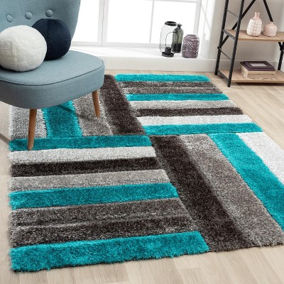 Luxe Weavers Lantanas Shag Geometric Area Rug, Modern, Stain Resistant, Plush Indoor Rug