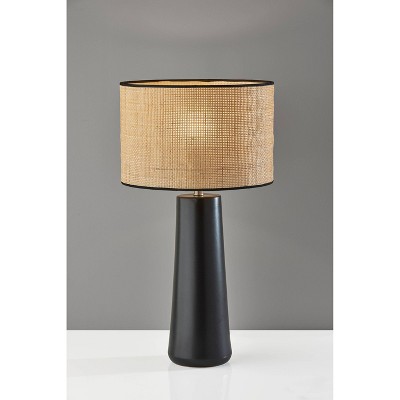 Sheffield Tall Table Lamp Black - Adesso: Ceramic Base, Rattan Shade, ETL Listed, 3-Way Switch