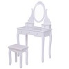 Tangkula Oval Vanity Mirror Dressing Table Beauty Dresser Cosmetics Organizer w/ Cushioned Bench - 2 of 4