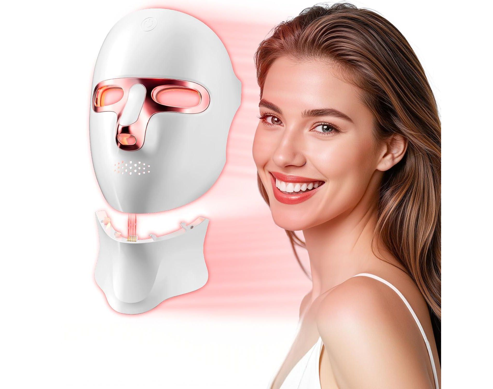 BRINJOY Red Light Therapy Mask for Face & Neck - 120 LED Beads 8 Modes USB-C Rechargeable