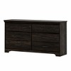 South Shore Versa 6 Drawer Double Dresser Rubbed Black: Laminated Particle Board Bedroom Storage - 2 of 4