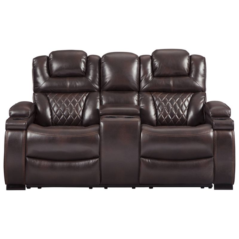 Warnerton Power Recliner Loveseat with Console and Adjustable Headrest Chocolate - Signature Design by Ashley, 1 of 27