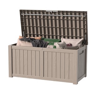 Naysaye Deck Boxes, 120 Gal Outdoor Storage Deck Box, Small Patio Storage Bin for Garden Tools, Brown, 54.25"*26.5"*24.2" - 1 of 4