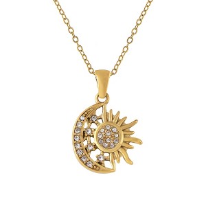 Anna-Kaci Stylish Adjustable Gold Toned Star Moon Sun Heart Zircon Pendant Necklace - 1 of 4