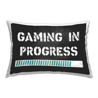 1pc 20"x14" Stupell Industries Gaming Progress Bar Rectangle Kids' Throw Pillow Black