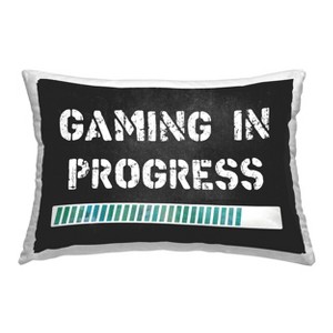1pc 20"x14" Stupell Industries Gaming Progress Bar Rectangle Kids' Throw Pillow Black - 1 of 4