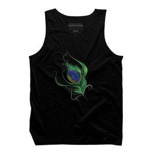 Men's Design By Humans Artistic Peacock Feather Lord Krishna By equanimousone Tank Top - 1 of 2
