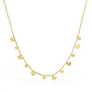 Anna-Kaci Butterfly Charm Necklace with Delicate Miniature Pendant Accents and Dainty Chain Design for a Soft Feminine Layered Look - Gold - 1 of 4