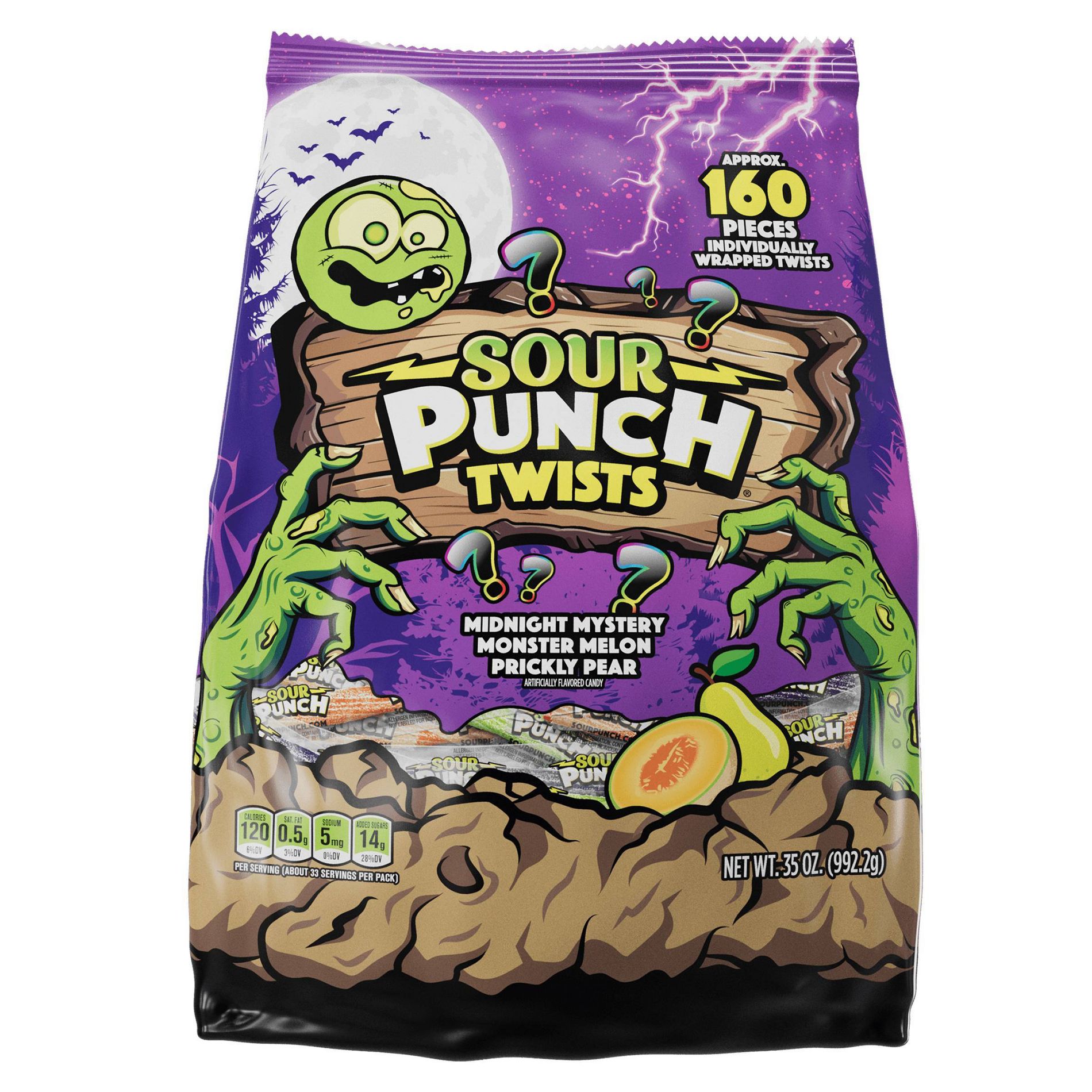 Sour Punch Halloween Twists Candy Gusseted Bag - 35oz