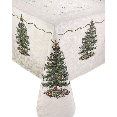 Avanti Spode Tree Green 84"  Tablecloth - Multicolored