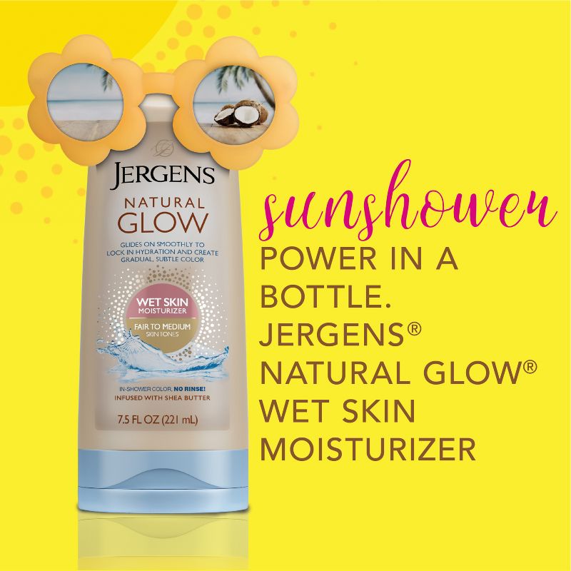 Jergens Natural Glow Wet Skin Moisturizer, In-Shower Self Tanner Body Lotion, 5 of 14