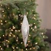 Northlight 9.5" White Beaded Glitter Finial Glass Christmas Ornament - 2 of 4