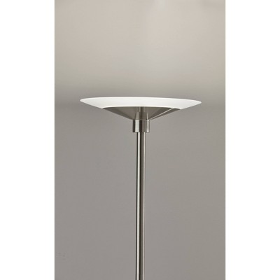 Brushed Steel Solar Touch Torchiere with Frosted Glass Shade
