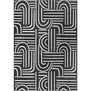 Washable Area Rug, Soft Rainbow Abstract Runner, Non-Slip Low-Pile Carpet with Rubber Backing, Stain Resistant Boho Geometric Rug for Living Room - 1 of 4
