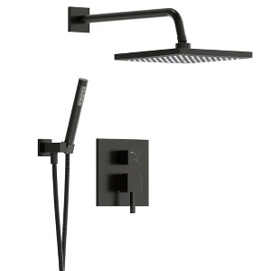 Itopfox Matte Black Shower Faucet Set with 10-Inch Rain Head and Handheld Spray, 2-Way Valve Kit for Modern Bathroom - 1 of 4