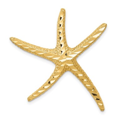 Black Bow Jewelry 14k Yellow Gold LG D/C Pencil Starfish Slide Pendant, 32mm (1 1/4 In.)