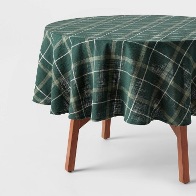 70" Cotton Plaid Round Tablecloth Green - Threshold™