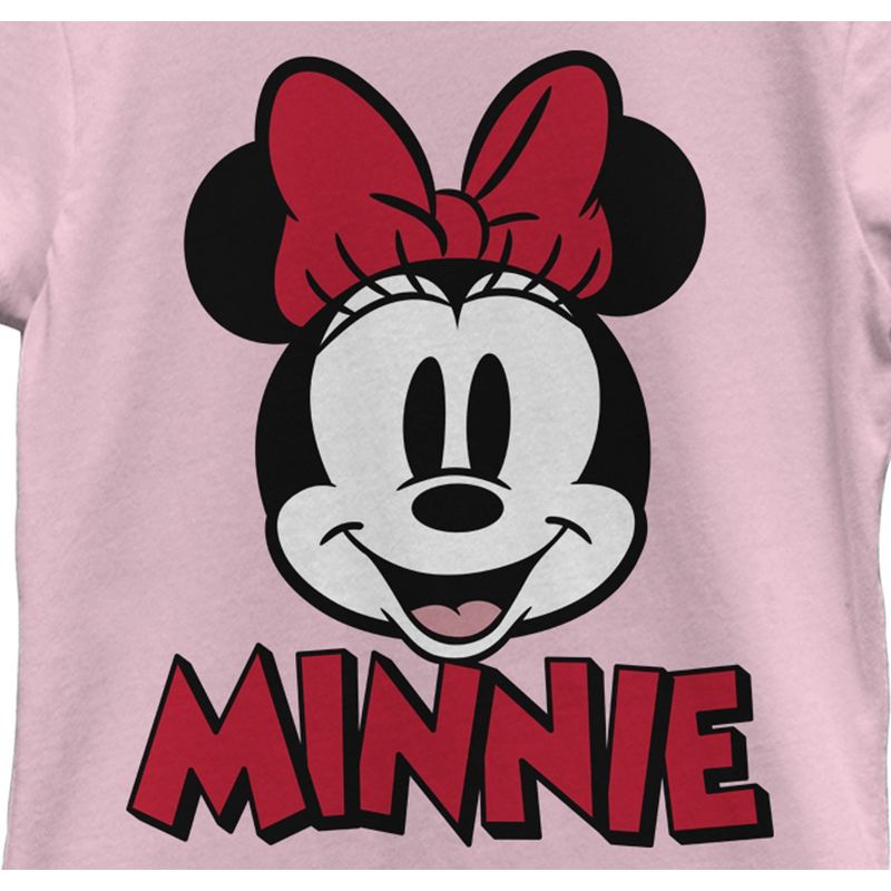Girl's Mickey & Friends Retro Minnie Mouse Big Face T-Shirt, 2 of 5
