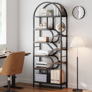 81.7" Tall 6-Tier Arched Bookshelf with Metal Frame, Geometric Open Display Shelf for Bedroom, Living Room & Office - 1 of 4