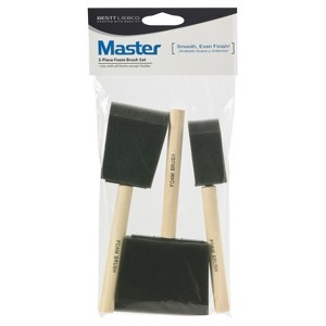 Master 3pc 1" - 3" Foam Paint Brush Set: Polyurethane Sponge Applicators for All Paint Types - 1 of 1