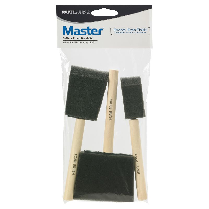 Master 3pc 1&#34;- 3&#34; Foam Paint Brush Set, 1 of 2