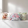 18"x18" Hydra Printed Velvet Square Throw Pillow Green/Pink - Crescent & Starlight: Indoor Decorative Cushion, Botanical Design, Zippered - 3 of 4