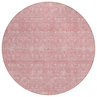 Blush Pink And Ivory Floral Washable Indoor Outdoor Area Rug
