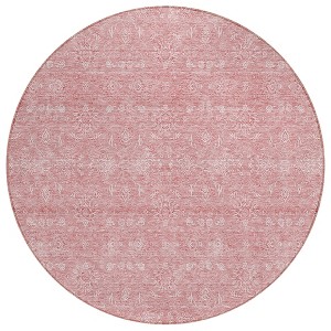 Blush Pink And Ivory Floral Washable Indoor Outdoor Area Rug - 1 of 4