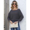 Coolmee Women's Fall Sweaters 2025 Casual Long Batwing Sleeve Loose Off Shoulder Knit Pullovers Tops - 4 of 4