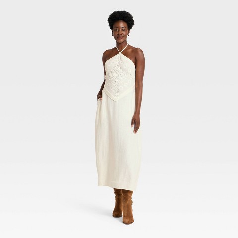 Женские платья A New Day Women's Embroidered Skater Dress - A New Day™ Cream XS
