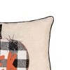 C&F Home 14" x 20" Franklin Plaid Black Pumpkin "Eek" Spider Web Halloween Linen Accent Throw Pillow - 2 of 4