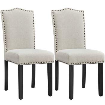 Yaheetech Set of 2 Modern Fabric Upholstered Dining Chairs for Living Room Dining Room, Beige
