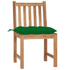 vidaXL Solid Teak Wood Patio Chairs with Comfy Green Cushions, Durable Outdoor/Indoor Seating, Stable Heavy Design, Fine Sanded Wooden Furniture Set” - 1 of 4