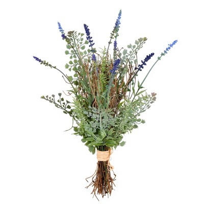 Vickerman Everyday Artificial Lavender Bush 20 Inch - Faux Greenery Decor  with White Flower Accent- Floral Arrangements Decoration- 3 Pieces Per Pack