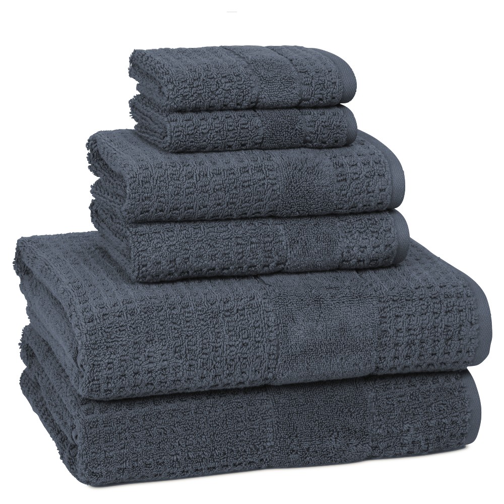Photos - Towel 6pc Checkered Bath  Set Blue - Cassadecor