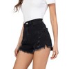 Womens Denim Shorts High Waisted Short Jeans Casual Summer Ripped Stretchy Jeans Shorts Frayed Raw Hem Denim Shorts - Black L - 3 of 4