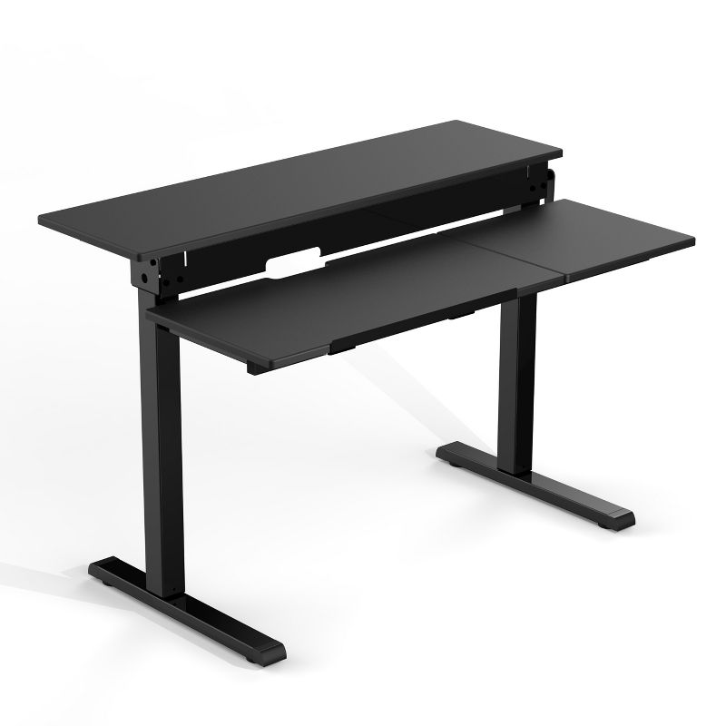 Stand Up Desk Store 48" Crank Adjustable Height Split Level Drafting Table Ergonomic Desk with Monitor Shelf, 2 of 5
