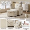 Multifunctional Chenille Chaise Lounge Recliner with Hidden Storage, Adjustable Phone Holder & Side Pockets for Small Spaces-3irtyhousy - 3 of 4