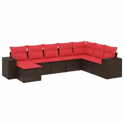 vidaXL 8 Piece Patio Sofa Set with Cushions Brown Poly Rattan