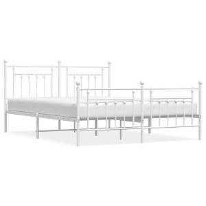 vidaXL 12" White California King Metal Bed Frame with Headboard & Footboard No Mattress - 1 of 4