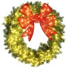 HOMCOM 36in Pre-Lit Christmas Wreath with 3D Red Bow, Christmas Wreath for Front Door with 11 Lighting Modes, 140 LED Lights - 4 of 4