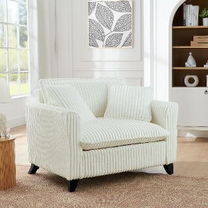 Kumasinova Retro Tufted Corduroy Single Sofa Chair – Ergonomic Back Support, Plush Cushions, Easy Assembly, Accent Armchair for Living Room - 1 of 4