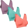 Comfortisse Bras - 3 Pack - Pink, Purple, Teal - Small - 2 of 2