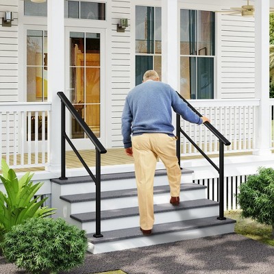 LOVMOR Hand Rails for Outdoor Steps, Wrought Iron Railing, Exterior Hand Railing for Steps, Porch Railing Kit