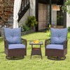 EROMMY 3 Pieces Patio Swivel Rocker Rattan Chairs, Outdoor Swivel Rocking Chairs With 1 Rattan Coffee Table, 360 Degree Swivel Patio Chairs For Lawn - 3 of 4