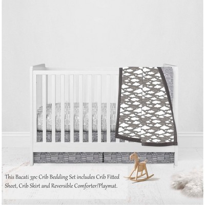 Bacati - Clouds in the City White/Gray 3 pc Crib Bedding Set